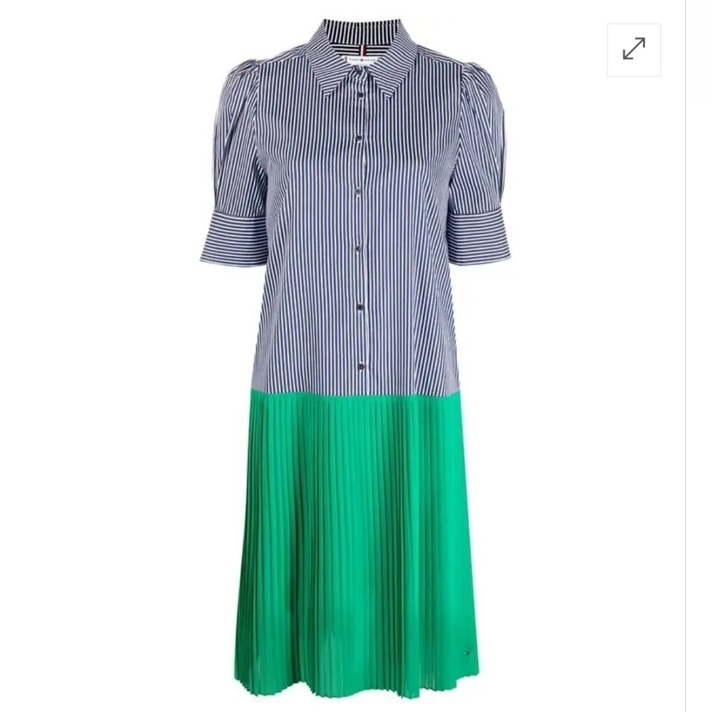 Tommy Hilfiger Two Tone Pleated Striped Skirt Shirt XS